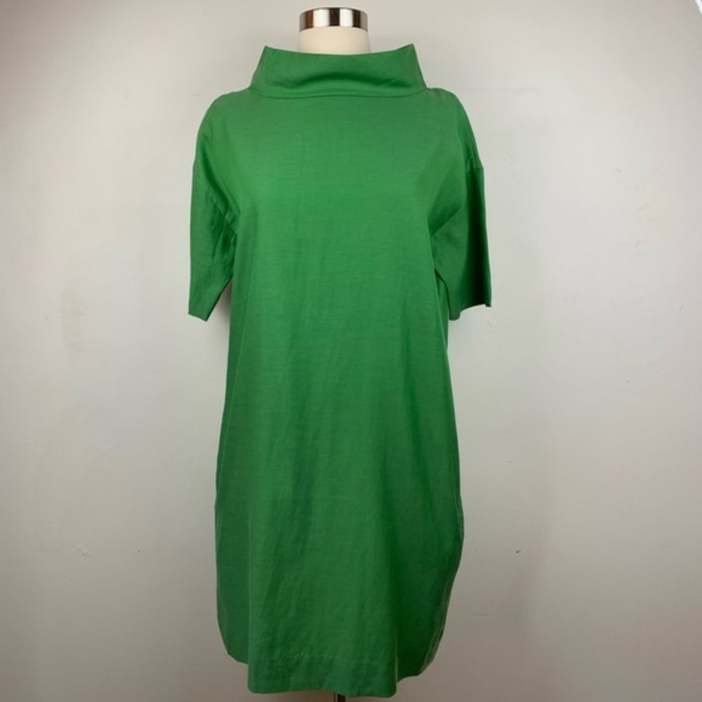 COS Boxy Mock Neck Dress In  Green size 8